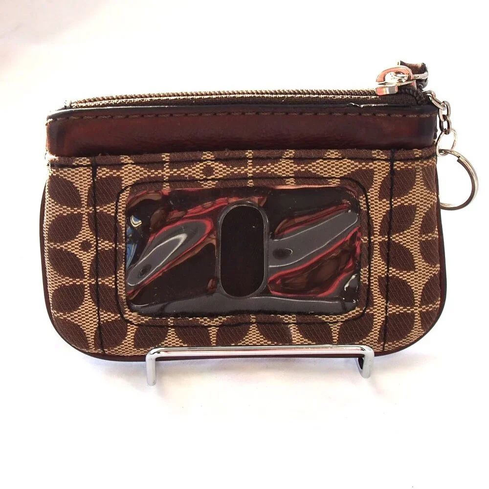 Fossil Signature Brown Zip Cardholder/Keychain, Y2k
